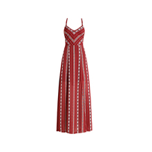 PERHAPS U Red Boho Bohemian Geometric Strap Sleeveless Backless V Neck Cross Empire Maxi Long Dress Summer Beach Vocation D0473 2024 - buy cheap