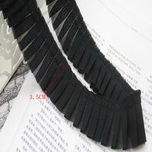 5Meters/lot 3.5CM wide black chiffon pleated lace handmade clothing trim pleated fabric lace fabric SC374 2024 - buy cheap