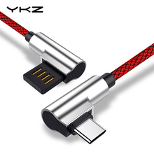 YKZ Double Bend Type-C Cable Fast Charging USB TypeC Data Cable 90 Degree Zinc Alloy Wire for Samsung Xiaomi Oneplus USB C Cable 2024 - buy cheap