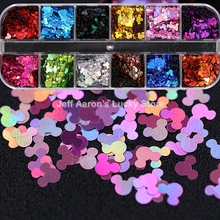 12 Colors Acrylic Nail Art Glitter Sequins Decals Set For Fake Nails Tips Decoration Beauty Manicure Tools Mouse 2024 - купить недорого