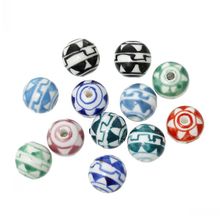 DoreenBeads Ceramics Beads Round Mixed Triangle Pattern About 14mm Dia,Hole:Approx 2.6mm-3mm,10 PCs from yiwu 2024 - buy cheap