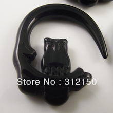 100pcs Free Shipping  Ear Expander Fashion Spiral ear protector Owl Flesh Tunnel Earring all Black Night Owl Ear Plugs Ear Plug 2024 - buy cheap