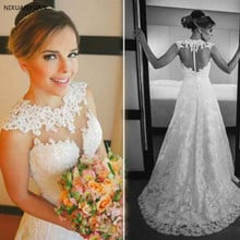 Robe De Mariage Vintage Lace Wedding Dresses 2018 Beach A Line Sheer Handmade Illusion Back Bridal Gowns Vestidos De Novia 2024 - buy cheap