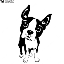 Tri Mishki HZX684# 17x10cm dog boston terrier puppy car sticker auto Windscreen Vinyl Decals Accessories Car Sticker 2024 - buy cheap