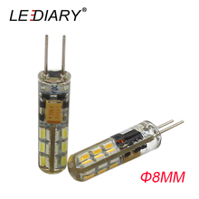 Lâmpada lediary 5 pçs/lote, 8mm, led, g4, regulável, 24led, ac/dc 12v, 3w, smd 3014 super brilhante clara para lâmpada de lustre de parede 2024 - compre barato