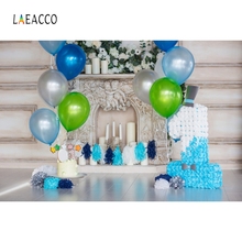 Laeacco-fondos de fotografía de primer cumpleaños, globos de fotones, velas de chimenea, flores, retrato de bebé, foto de fiesta 2024 - compra barato