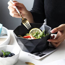 KINGLANG Ceramic Salad Bowl Tableware Edge Soup Bowls Simple Salad Geometric Shape Bowl 2024 - buy cheap