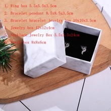 2019 20 unids/lote blanco de mármol de papel Kraft regalo cajas de joyas cajas de embalaje organizador encantos anillo de reloj pendiente cajas de joyería 2024 - compra barato
