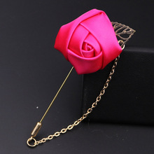 Men's Suits Gold Leaves Roses Brooches Corsage Colla Flowers Long Needle With Chain Handmade Lapel Pin Brooch 2024 - buy cheap