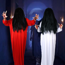 Страшный костюм на Хэллоуин для женщин и мужчин, готический призрак, Садако, страшный костюм вампира, страшный наряд, парик, комната для выхода, сценическое представление 2024 - купить недорого