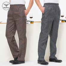 Xadrez café chef calças dos homens Soltos calças Faixa de trabalho da cozinha Do Hotel Restaurante Uniforme Cozinheiro Chef Bottoms Calça para Homem l-5XL 2024 - compre barato