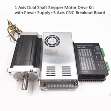 1 Axis Nema34 12Nm Stepper Motor Drive Kit Dual Shaft 1714oz-in with Power Supply and 5 Axis CNC Breakout Board With Free Cable 2024 - buy cheap