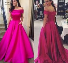 Fuchsia Muslim Cheap Evening Dresses 2020 Sexy Off The Shoulder Plus Size Islamic Dubai Saudi Arabic Long Evening Gown Prom 2024 - buy cheap