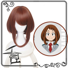 Anime My Hero Academia Ochako Uraraka Cosplay Short Brown Bob Heat Resistant Cosplay Costume Wig + Cap 2024 - buy cheap