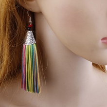 Vintage Ethnic Long Tassel Earrings Women Fashion Brand Jewelry Geometric Alloy Plating Dangle Drop Earrings 2024 - buy cheap