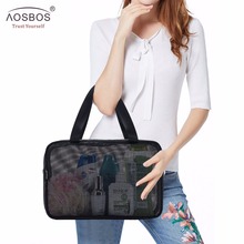 Aosbos Mesh Travel Cosmetic Bag Portable Zipper Makeup Bags for Men Women Multifunctional Storage Handbags Polyester Wash Bag 2024 - buy cheap