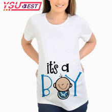 2019 новые женские футболки, тонкие футболки с рисунками для беременных, топы для кормящих, с надписями, Забавные футболки для беременных, хлопковая Футболка для беременных женщин 2024 - купить недорого