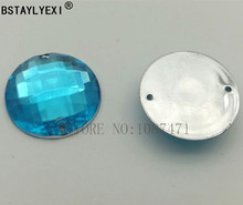Accesorios decorativos de botón redondo de diamantes de imitación, base grande de acrílico azul, 50 Uds., 20mm, 2024 - compra barato