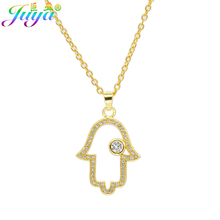 Juya Dropshipping Necklace Micro Pave Zircon Hamsa Hand Necklace For Women Men Christmas Gift Fatima Jewelry 2024 - buy cheap