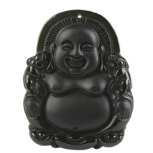 Special offer authentic natural Obsidian Buddha belly pendant female Buddha Pendant Pendant Necklace frosted solid 2024 - buy cheap
