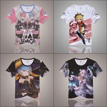 Anime Re:Life in a different world from zero 3D Print T-shirt  Emilia Rem Cartoon t shirt Men Women Short Sleeve T Shirt Top 2024 - buy cheap