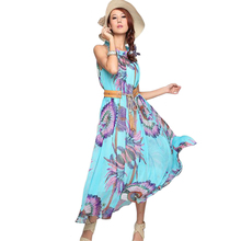 Beach Long Maxi Pendulum Dress Chiffon 6xl Plus Size Women Sleeveless Flowers Printed Dress Bohemian Slimming Holiday Dress 2024 - buy cheap