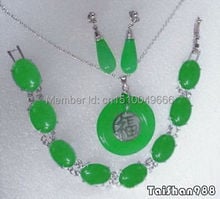 Conjunto de collar y pulsera con colgante, pendientes de la fortuna de jade VERDE, gran oferta, envío gratis 2024 - compra barato