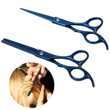 6in Barber Hairdressing Salon Chrome vanadium stainless steel scissors Cool Blue Cutting/Thinning Professional Barber Shears 2024 - buy cheap