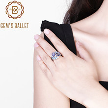 Женские кольца gemb's BALLET, кольца из серебра 925 пробы с натуральным мистическим кварцем и синим топазом 2024 - купить недорого