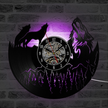 Reloj de disco de vinilo con diseño de lobo hueco, decoración de pared del dormitorio, regalo, Ideas para hombres y mujeres, Relojes LED de cuarzo antiguo únicos 2024 - compra barato