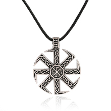 EUEAVAN 30pcs  Zinc Alloy Slavic Sun Wheel Kolovrat Pendant Necklace Pagan Cross Talisman Jewelry For Men Women 2024 - buy cheap