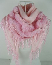 New fashion women soft  rabbit fur scarf women long scarves Flower embroidery  tassels cute scarf for female autumn,winter 2024 - купить недорого