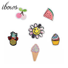 IBOWS Iron on Patches Sunflower Sequin Watermelon Pacthes for Clothes Decoration DIY Sewing Appliques Embroidered Stickers 5pcs 2024 - buy cheap