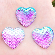 12pcs heart accessories 25mm beads fish scales Mermaid scale AB color Rhinestone effect buttons,DIY handmade materials-A461 2024 - buy cheap