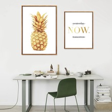 Золотой ананас стены искусства холст плакаты принты Мотивирующий рисунок Цитата мрамора декоративные картинки для гостиной 2024 - купить недорого