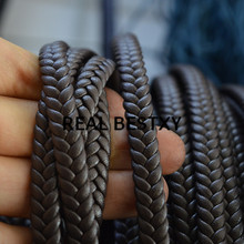 REAL BESTXY 5m/lot 8*3mm brown Jewelry Making Finding Brown Flat Braided Leather Cord PU Rope Strip DIY Bracelet Choker cord 2024 - buy cheap