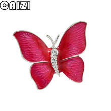 Женская Брошь-бабочка CAIZI, розовая эмалированная брошь в виде бабочки, стразы, свадебные украшения, аксессуары для одежды 2024 - купить недорого