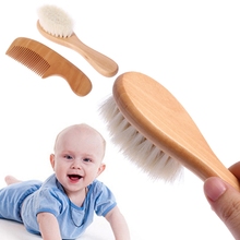 baby hairbrush Massage Wooden Handle Wool Newborn Kids Care Kit 1 Set Baby Brush Comb 2024 - buy cheap