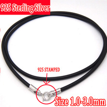 2pcs 925 sterling silver 45cm 1.5mm DIY necklace chain black flexible rubber rope jewelry accessories 2024 - buy cheap