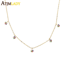 Женское Ожерелье с разноцветным радужным цирконием, золотое ожерелье с минимальным цветком, свадебные украшения, 2019 2024 - купить недорого