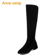 2018 New Winter Women Knee-High Boots Middle Heel Pointed Toe Zipper Elegant Sexy Ladies Women Shoes Black Long Boots Big Size 2024 - buy cheap