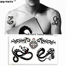 Nu-taty adesivo de tatuagem cobra, temporário, preto, arte corporal, braço, flash, 17*10cm, à prova d' água, tatuagem sem dor 2024 - compre barato