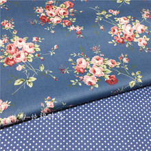 160x50cm Dark Blue Floral Rose Cotton Design Tissues High Quality DIY Sewing Craft Cloth Fabric Patchwork Quilts 160g/m 2024 - buy cheap