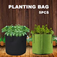 Non Woven Tree Fabric Pots Grow Bag Root Container Plant Pouch Black Hand With Flowers Planting Non-woven Bags Grows Culture 2024 - buy cheap