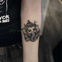 Водонепроницаемый временная татуировка стикер 10,5*6 см слон Татуировка в виде Ганеши татуировки золотого и серебряного наклейки флэш-тату поддельные татуировки для женщин и девушек 2024 - купить недорого