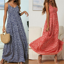 2019 Women Casual Boho Dresses Sleeveless Strap V Neck Floral-Printed Holiday Maxi Dresses New arrival 2024 - buy cheap