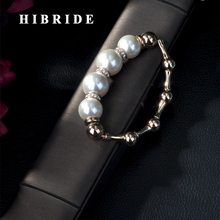 Hibride pulseiras clássicas de ouro rosê, joias da moda com pedra pérola para mulheres 2024 - compre barato