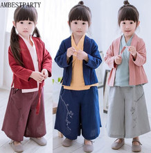 New Summer Children Linen Kung Fu Suit Kids Hanfu Shirt Clothing Traditional Chinese Style Performance clothes Cosplay costume 2024 - buy cheap