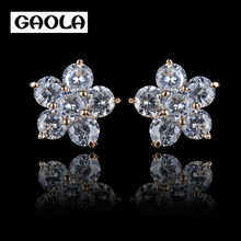 GAOLA crystal fashion zircon stud earrings for girls flower shape fancy earring GLE0513 2024 - buy cheap