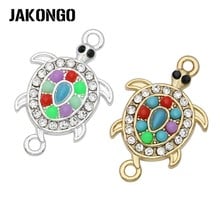 JAKONGO Silver Plated Colorful Crystal Turtle Connectors for Jewelry Making Bracelet Accessories DIY Craft 25x16mm 2024 - buy cheap